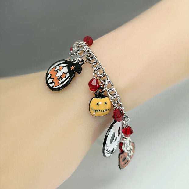 Halloween Bracelet With Pumpkin Skull Ghost Funny Jewelry null