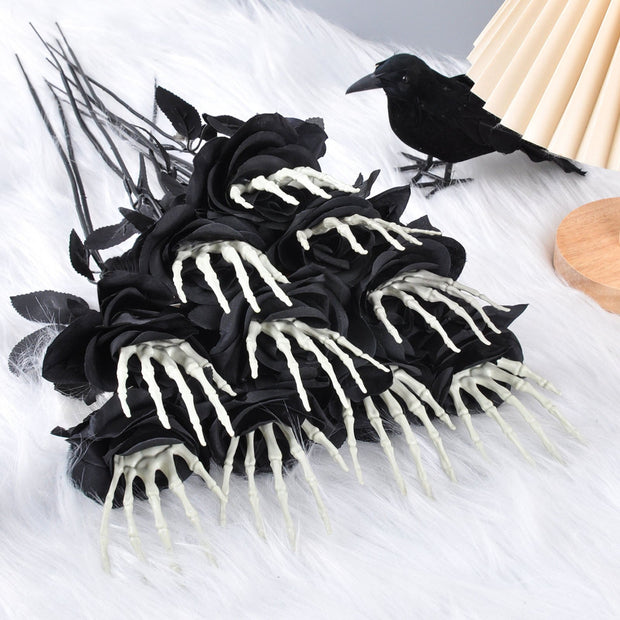 Halloween Skull Hand Rose Horror Decoration Ornaments null