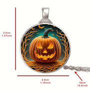Halloween Round Pumpkin Ghost Bat Necklace Men And Women Personality Clavicle Necklace Fashion Jewelry Accessories null