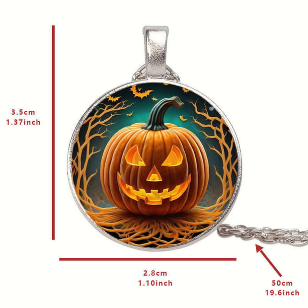 Halloween Round Pumpkin Ghost Bat Necklace Men And Women Personality Clavicle Necklace Fashion Jewelry Accessories null