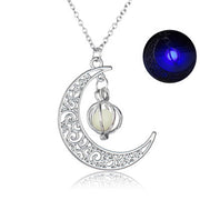Fashion Moon Natural Glowing Stone Healing Necklace Women Gift Charm Luminous Pendant Necklace Jewelry null