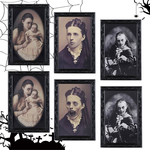 Halloween Decoration 3D Changing Face Moving Picture Frame Portrait Horror For Horror Party Decors Home Decorations null