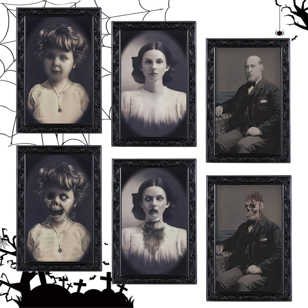 Halloween Decoration 3D Changing Face Moving Picture Frame Portrait Horror For Horror Party Decors Home Decorations null