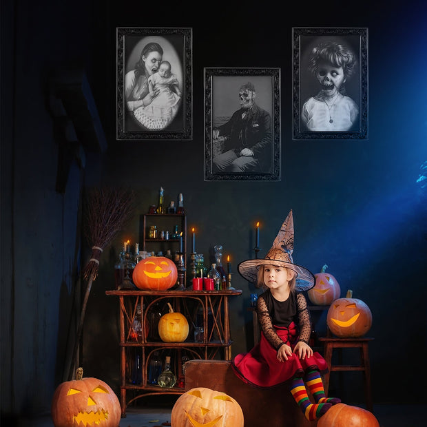 Halloween Decoration 3D Changing Face Moving Picture Frame Portrait Horror For Horror Party Decors Home Decorations null