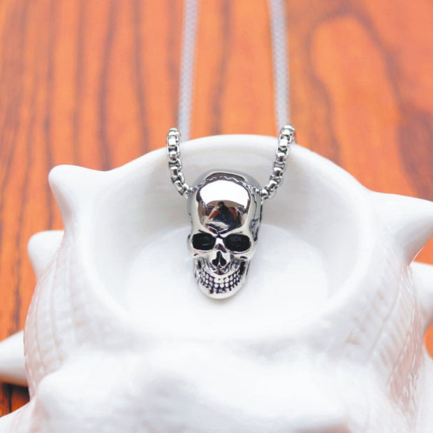 Male titanium steel skull necklace null