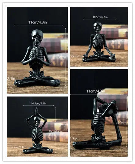 Halloween Horror Desktop Decoration Resin Ornaments Feature Modeling Yoga Skull Skeleton null