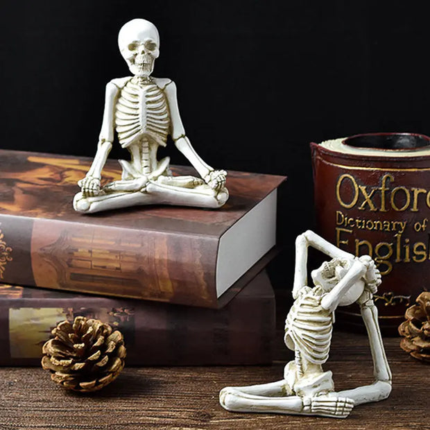 Halloween Horror Desktop Decoration Resin Ornaments Feature Modeling Yoga Skull Skeleton null