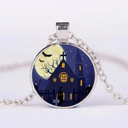 Halloween Round Pumpkin Ghost Bat Necklace Men And Women Personality Clavicle Necklace Fashion Jewelry Accessories null