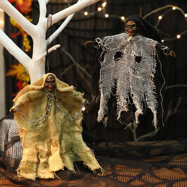 Halloween Hanging Ghost Iron Chain Glowing Skull Decorative Ornaments null