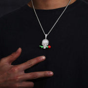 Luminous Epoxy Rose Skull Pendant null
