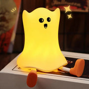 Halloween Silicone Ghost Shaped Bedside Lamp With Touch Control Soft Glow For Water-resistant Decoration null
