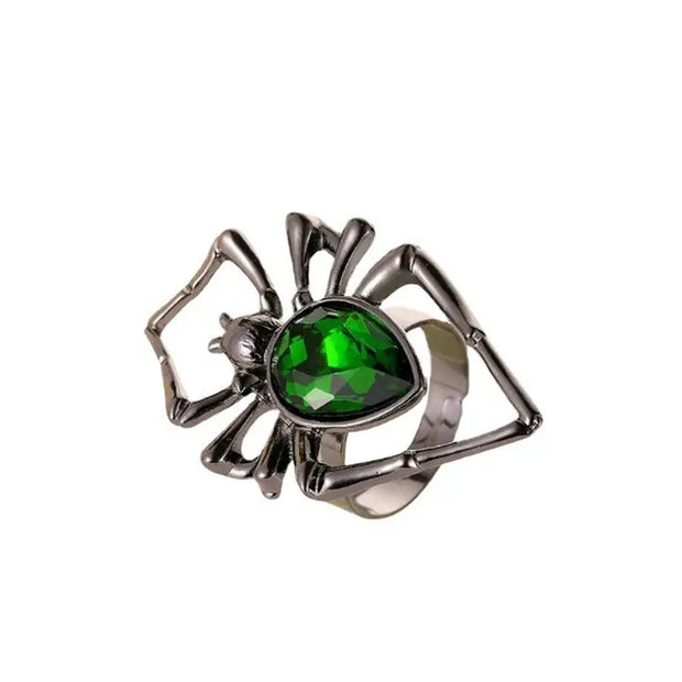 3pcs Halloween Drop-shapedp Spider Necklace Set With Earrings Ring Vintage Necklace Pendant null