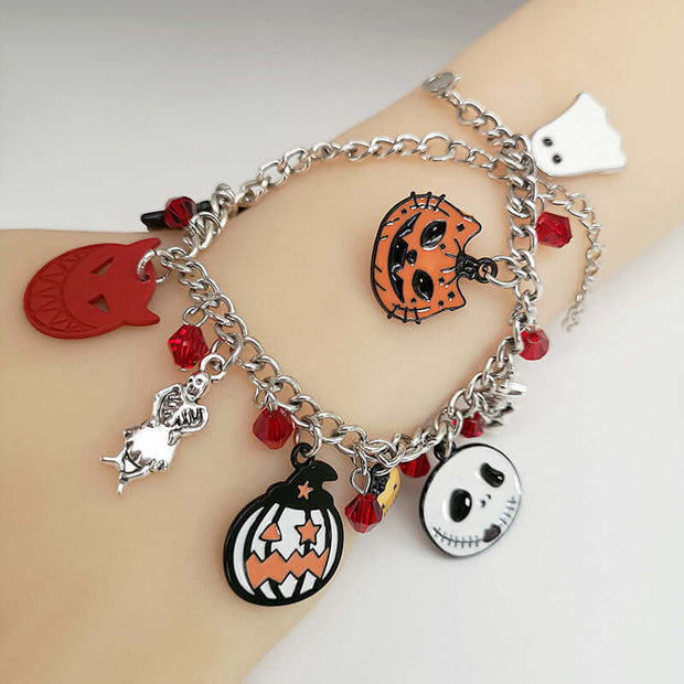 Halloween Bracelet With Pumpkin Skull Ghost Funny Jewelry null