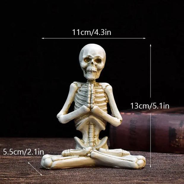 Halloween Horror Desktop Decoration Resin Ornaments Feature Modeling Yoga Skull Skeleton null