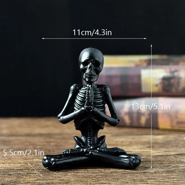 Halloween Horror Desktop Decoration Resin Ornaments Feature Modeling Yoga Skull Skeleton null