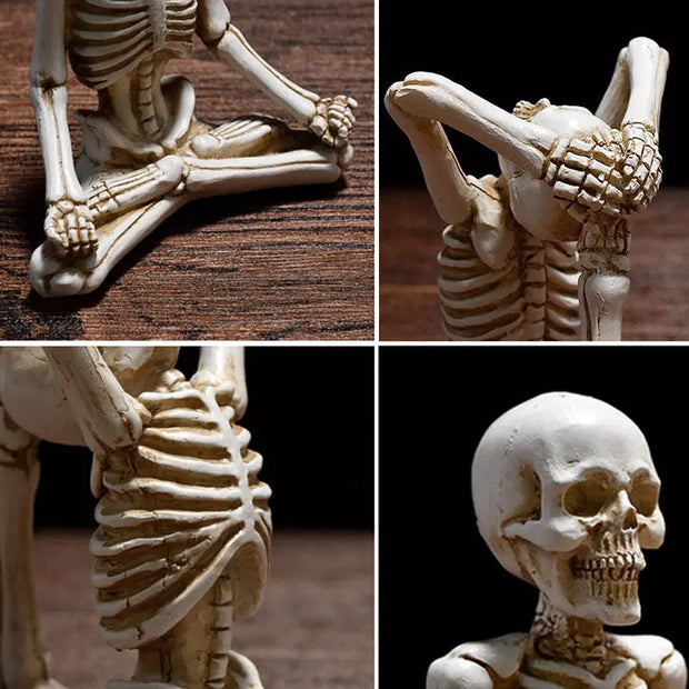 Halloween Horror Desktop Decoration Resin Ornaments Feature Modeling Yoga Skull Skeleton null