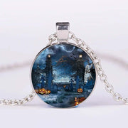 Halloween Round Pumpkin Ghost Bat Necklace Men And Women Personality Clavicle Necklace Fashion Jewelry Accessories null