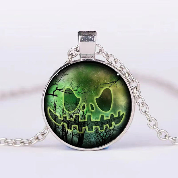 Halloween Round Pumpkin Ghost Bat Necklace Men And Women Personality Clavicle Necklace Fashion Jewelry Accessories null