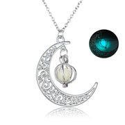 Fashion Moon Natural Glowing Stone Healing Necklace Women Gift Charm Luminous Pendant Necklace Jewelry null