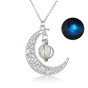 Fashion Moon Natural Glowing Stone Healing Necklace Women Gift Charm Luminous Pendant Necklace Jewelry null