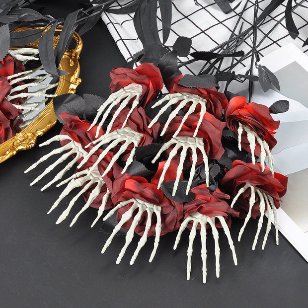 Halloween Skull Hand Rose Horror Decoration Ornaments null