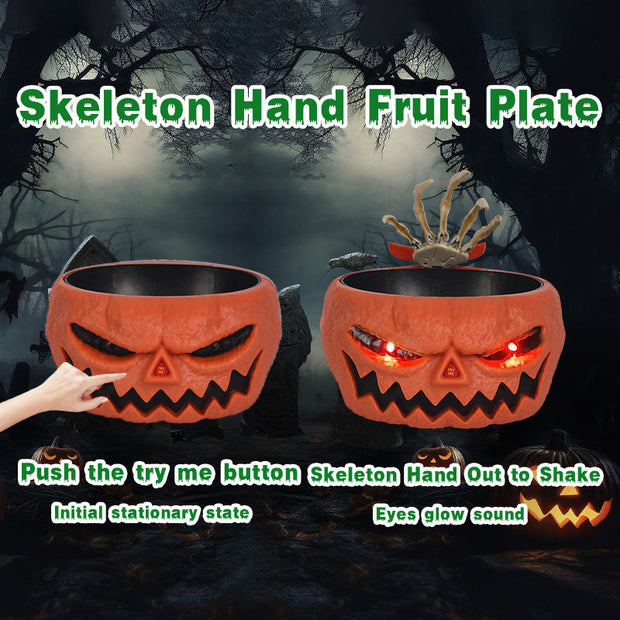 Halloween Candy Bowl Plastic Pumpkin Bowl With Motion Activated Hand, Halloween Serving Dishes Battery Operated Halloween Pumpkins Bowl For Trick-or-Treaters Party null