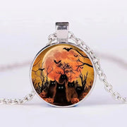 Halloween Round Pumpkin Ghost Bat Necklace Men And Women Personality Clavicle Necklace Fashion Jewelry Accessories null
