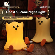 Halloween Silicone Ghost Shaped Bedside Lamp With Touch Control Soft Glow For Water-resistant Decoration null