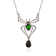 3pcs Halloween Drop-shapedp Spider Necklace Set With Earrings Ring Vintage Necklace Pendant null