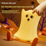 Halloween Silicone Ghost Shaped Bedside Lamp With Touch Control Soft Glow For Water-resistant Decoration null