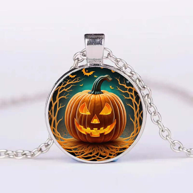 Halloween Round Pumpkin Ghost Bat Necklace Men And Women Personality Clavicle Necklace Fashion Jewelry Accessories null