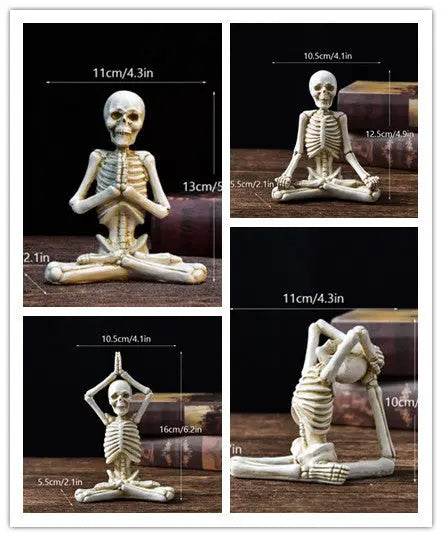 Halloween Horror Desktop Decoration Resin Ornaments Feature Modeling Yoga Skull Skeleton null