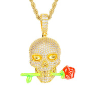 Luminous Epoxy Rose Skull Pendant null
