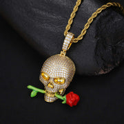 Luminous Epoxy Rose Skull Pendant null
