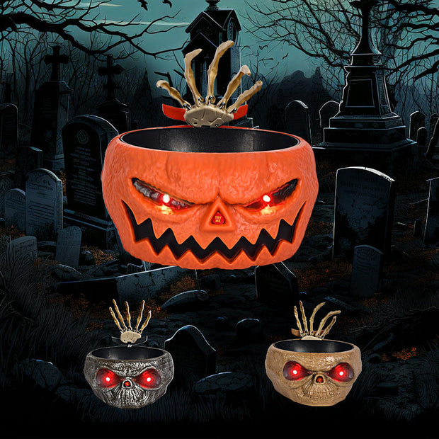 Halloween Candy Bowl Plastic Pumpkin Bowl With Motion Activated Hand, Halloween Serving Dishes Battery Operated Halloween Pumpkins Bowl For Trick-or-Treaters Party null