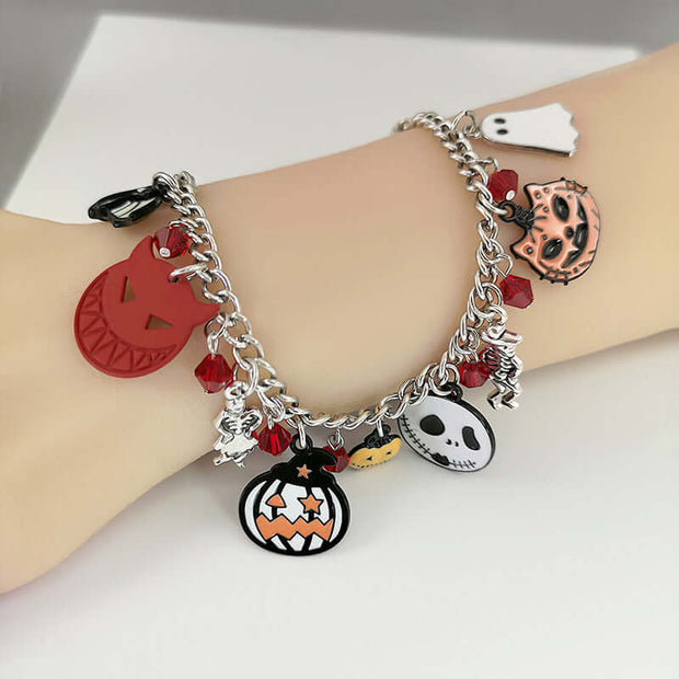 Halloween Bracelet With Pumpkin Skull Ghost Funny Jewelry null