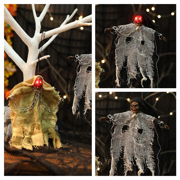 Halloween Hanging Ghost Iron Chain Glowing Skull Decorative Ornaments null