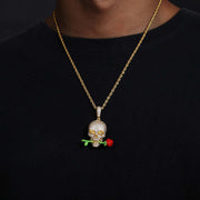 Luminous Epoxy Rose Skull Pendant null