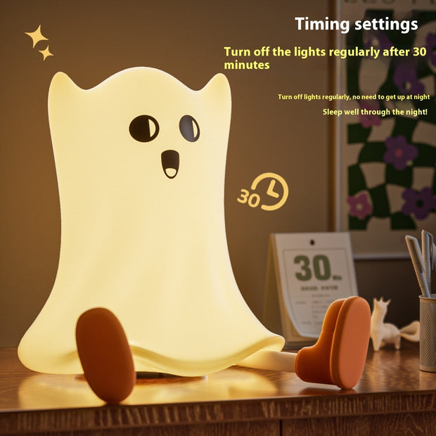 Halloween Silicone Ghost Shaped Bedside Lamp With Touch Control Soft Glow For Water-resistant Decoration null